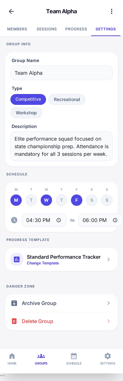 Group settings